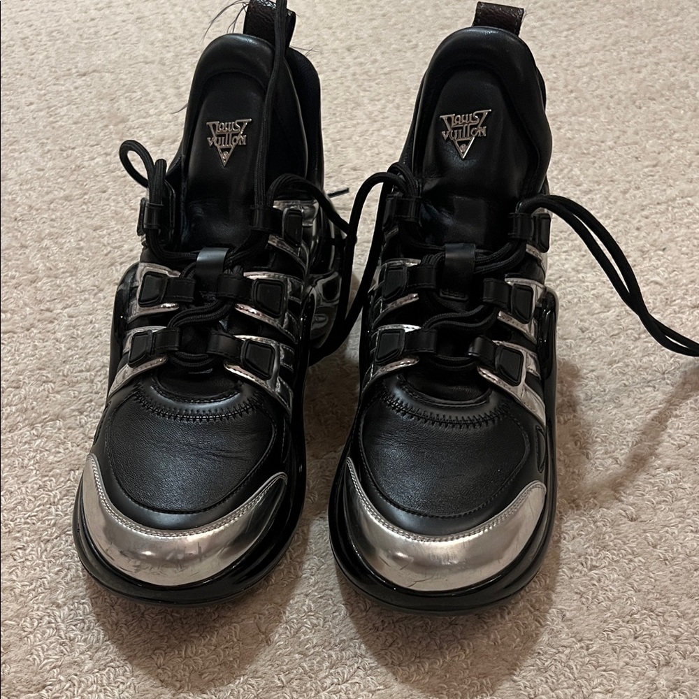 Louis Vuitton Black and Silver Athletic Shoes